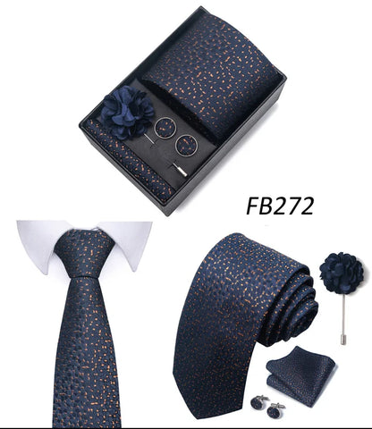 New Designer Blue Red Green Paisley Ties For Men Wedding Party Neck Tie Luxury Tie Pocket Square Cufllink Brooch Set - BOC-WEAR