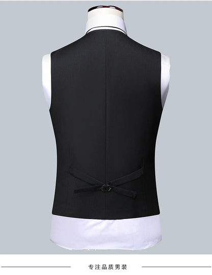 Suit Men Fashion  (Blazer+ Vest + Pants)  Business Wedding Work Casual Slim Professional Dress Groom Best Man Gentleman Suit - BOC-WEAR