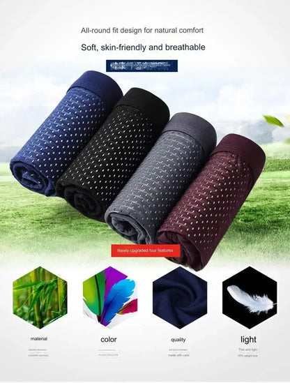 BOC-WEAR Men's Ice Silk Boxers - 4-Pack Seamless Summer Underwear - BOC-WEAR