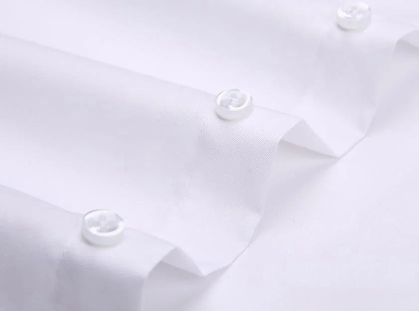 Men Shirt Long Sleeve Solid Basic Formal Dress Shirts Comfortable Business Social Standard-fit Easy-care Office White Shirt 5XL - BOC-WEAR