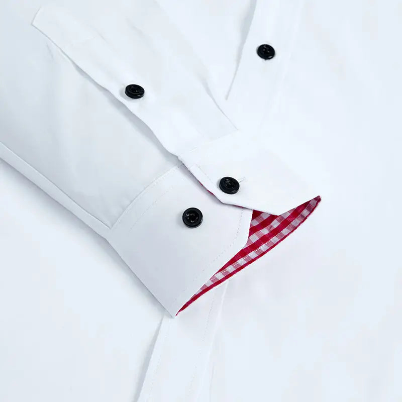 Mens Dress Shirt Long Sleeve Non Iron Fashion Double Layer Business Formal Regular Fit Office Camisa Social Solid Button Shirts - BOC-WEAR