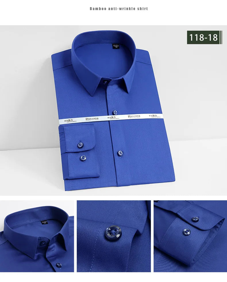 Men's white shirt long sleeved wedding business non ironing formal wear professional workwear casual wrinkle resistant shirt - BOC-WEAR