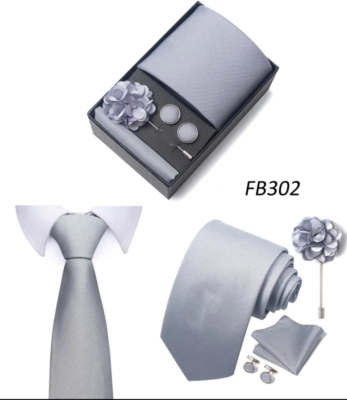 New Designer Blue Red Green Paisley Ties For Men Wedding Party Neck Tie Luxury Tie Pocket Square Cufllink Brooch Set - BOC-WEAR