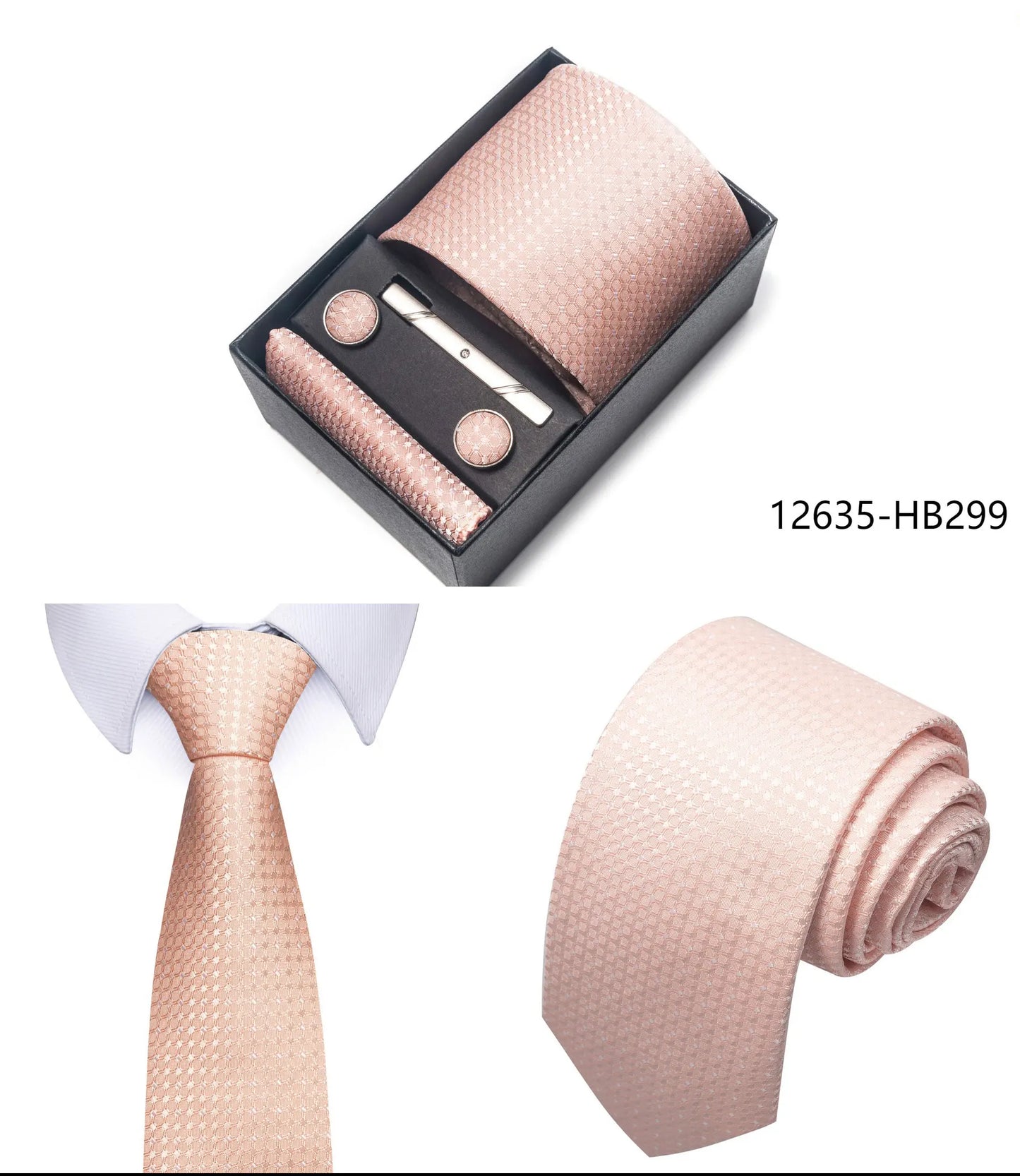 Luxury Brand 8 cm Tie Handkerchief Cufflink Clip Set For Men Wedding Gravata Suit Accessories Holiday Gift Box - BOC-WEAR