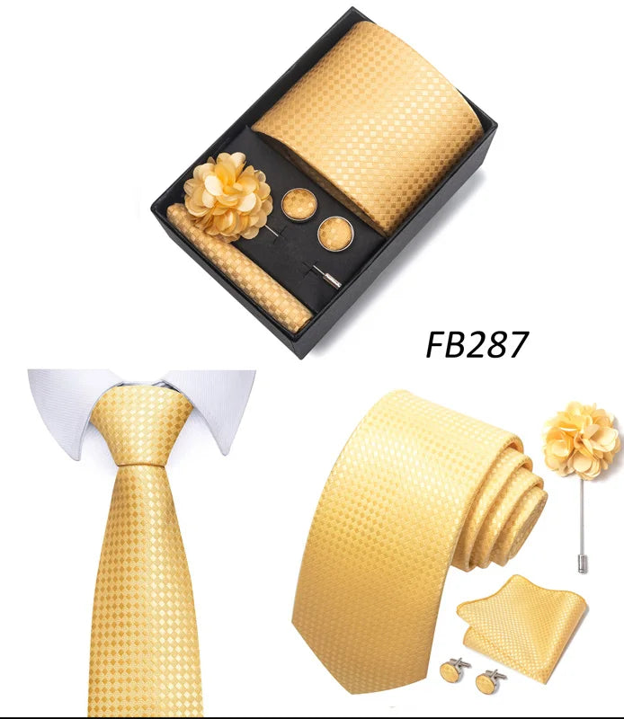 New Designer Blue Red Green Paisley Ties For Men Wedding Party Neck Tie Luxury Tie Pocket Square Cufllink Brooch Set - BOC-WEAR