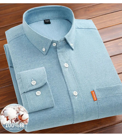 Men's shirt long sleeve 100% cotton spring/summer Oxford woven non-ironing anti-wrinkle Business casual high quality - BOC-WEAR