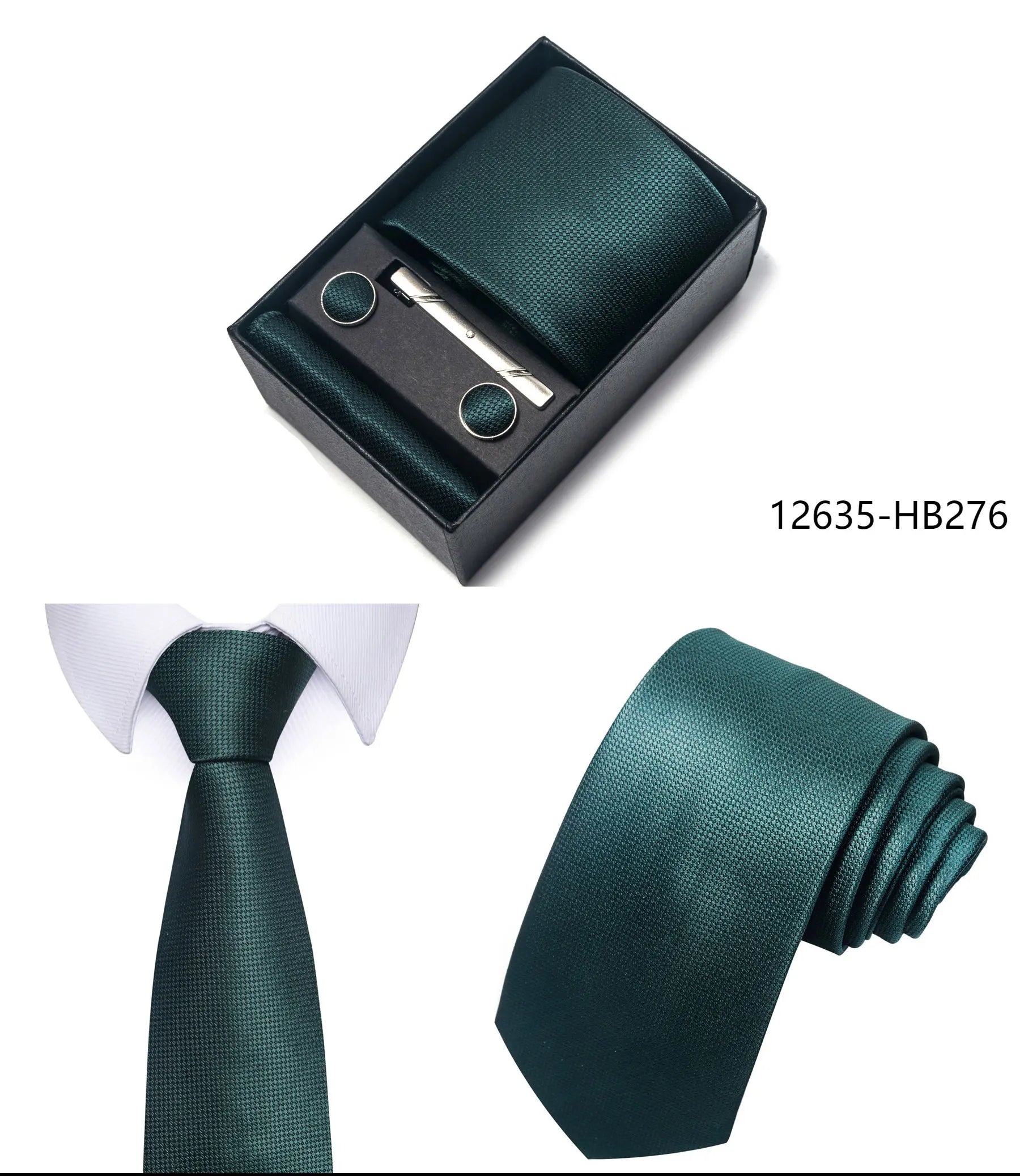 Luxury Brand 8 cm Tie Handkerchief Cufflink Clip Set For Men Wedding Gravata Suit Accessories Holiday Gift Box - BOC-WEAR