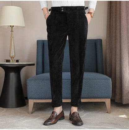 2024 New Light Luxury Chenille Neapolitan High Waist  Casual Pants for Men , Premium Feeling Slim Fit  Mens Dress Pants,pantalon