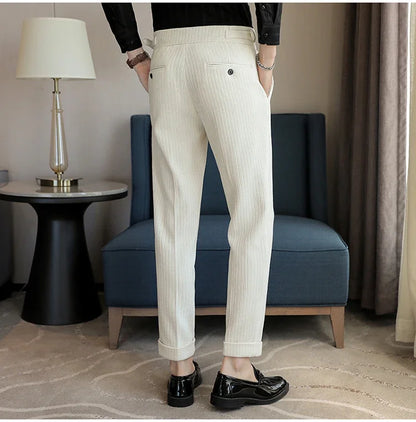 2024 New Light Luxury Chenille Neapolitan High Waist  Casual Pants for Men , Premium Feeling Slim Fit  Mens Dress Pants,pantalon