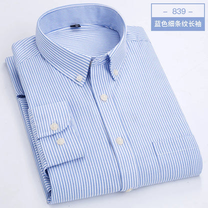 Men's long sleeve shirt Oxford woven casual non-ironing spring summer autumn slim top comfortable trend fashion with white shirt - BOC-WEAR