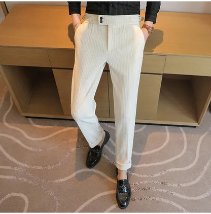 2024 New Light Luxury Chenille Neapolitan High Waist  Casual Pants for Men , Premium Feeling Slim Fit  Mens Dress Pants,pantalon
