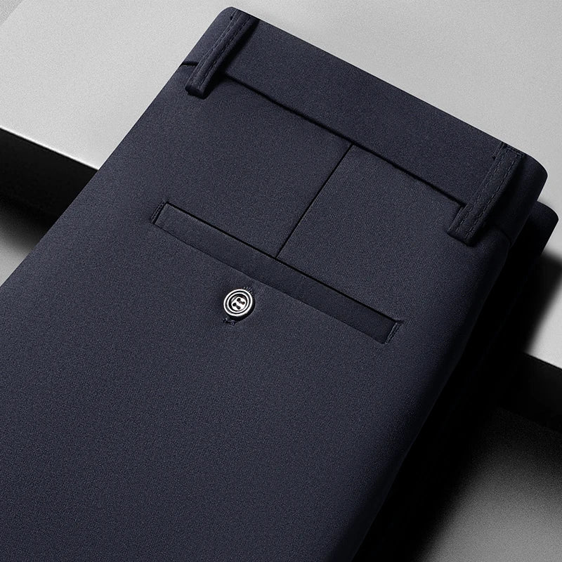 29-42 Men's Summer Pants Thin Straight Stretch Casual Pants with No Trace No Ironing Fabric Silky and Cool Feeling