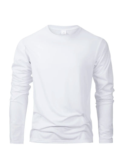 Men‘s Solid Color Long Sleeve T-shirt Fashion Cotton Men's T Shirts Simple Casual O-neck Unisex Tops Fitness Run Sports Pullover - BOC-WEAR