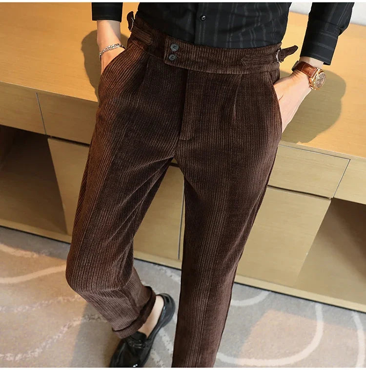 2024 New Light Luxury Chenille Neapolitan High Waist  Casual Pants for Men , Premium Feeling Slim Fit  Mens Dress Pants,pantalon