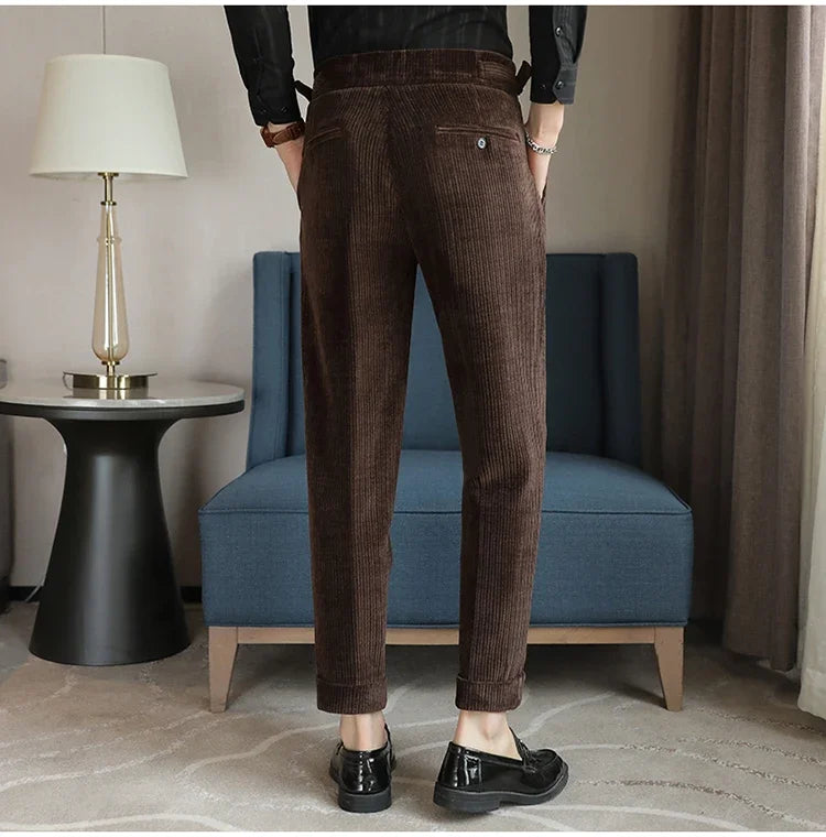 2024 New Light Luxury Chenille Neapolitan High Waist  Casual Pants for Men , Premium Feeling Slim Fit  Mens Dress Pants,pantalon