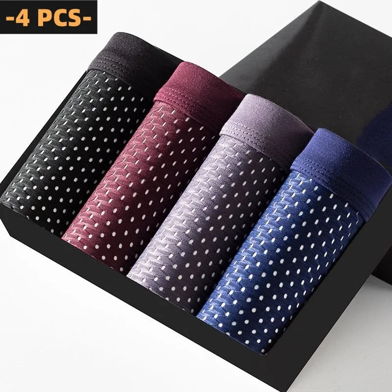 BOC-WEAR Men's Ice Silk Boxers - 4-Pack Seamless Summer Underwear - BOC-WEAR