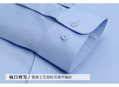 Men's white shirt long sleeved wedding business non ironing formal wear professional workwear casual wrinkle resistant shirt - BOC-WEAR