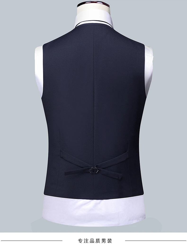 Suit Men Fashion  (Blazer+ Vest + Pants)  Business Wedding Work Casual Slim Professional Dress Groom Best Man Gentleman Suit - BOC-WEAR