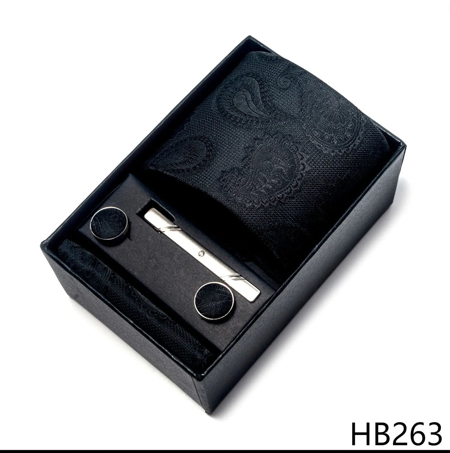 Luxury Brand 8 cm Tie Handkerchief Cufflink Clip Set For Men Wedding Gravata Suit Accessories Holiday Gift Box - BOC-WEAR