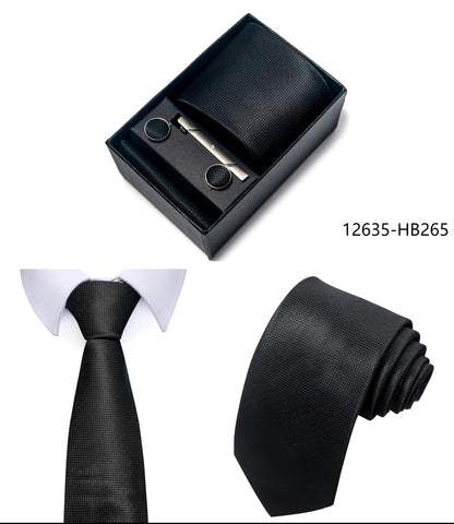 Luxury Brand 8 cm Tie Handkerchief Cufflink Clip Set For Men Wedding Gravata Suit Accessories Holiday Gift Box - BOC-WEAR