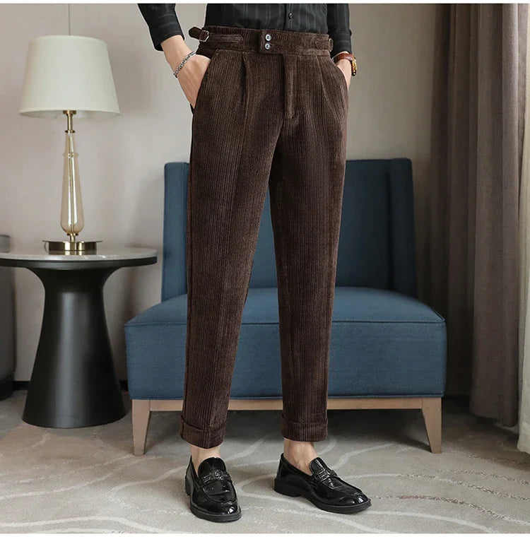 2024 New Light Luxury Chenille Neapolitan High Waist  Casual Pants for Men , Premium Feeling Slim Fit  Mens Dress Pants,pantalon