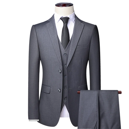 Suit Men Fashion  (Blazer+ Vest + Pants)  Business Wedding Work Casual Slim Professional Dress Groom Best Man Gentleman Suit - BOC-WEAR