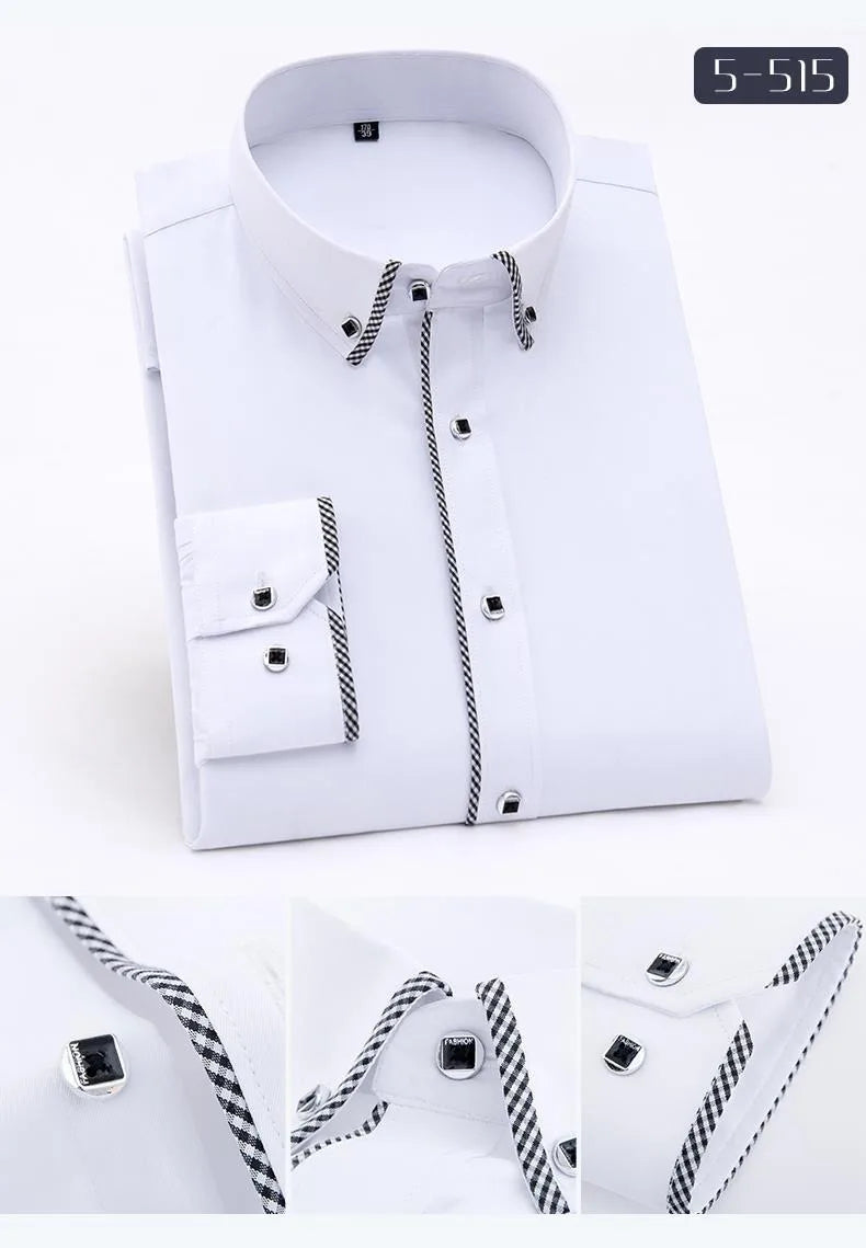 White Shirt for Men Long Sleeves Office Business Button-down Dress Shirts Casual Male Korean Fashion Slim Fit 5XL 6XL 7XL 8XL - BOC-WEAR