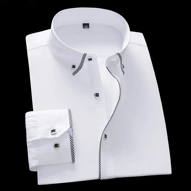 White Shirt for Men Long Sleeves Office Business Button-down Dress Shirts Casual Male Korean Fashion Slim Fit 5XL 6XL 7XL 8XL - BOC-WEAR