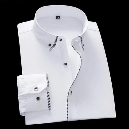White Shirt for Men Long Sleeves Office Business Button-down Dress Shirts Casual Male Korean Fashion Slim Fit 5XL 6XL 7XL 8XL - BOC-WEAR