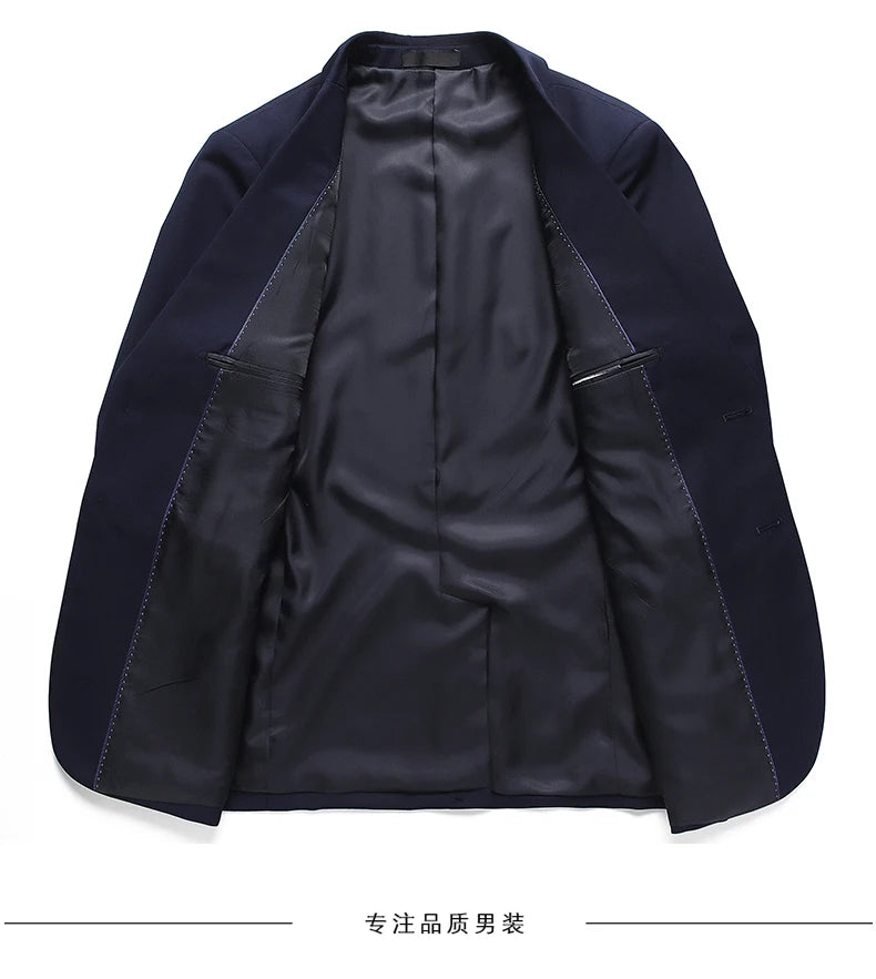 Suit Men Fashion  (Blazer+ Vest + Pants)  Business Wedding Work Casual Slim Professional Dress Groom Best Man Gentleman Suit - BOC-WEAR