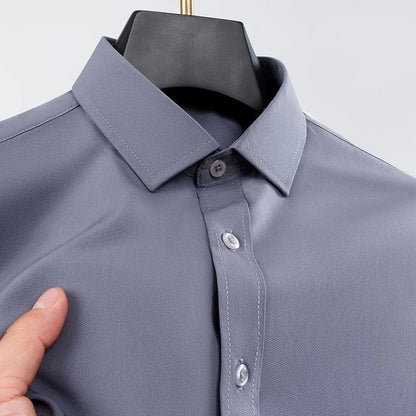 New Anti-Wrinkle Men's Shirts Long Sleeve For Men Slim Fit Stretch Camisa Social Business Formal Blouse White Office Shirt S-5XL - BOC-WEAR