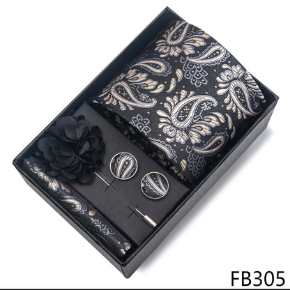 New Designer Blue Red Green Paisley Ties For Men Wedding Party Neck Tie Luxury Tie Pocket Square Cufllink Brooch Set - BOC-WEAR