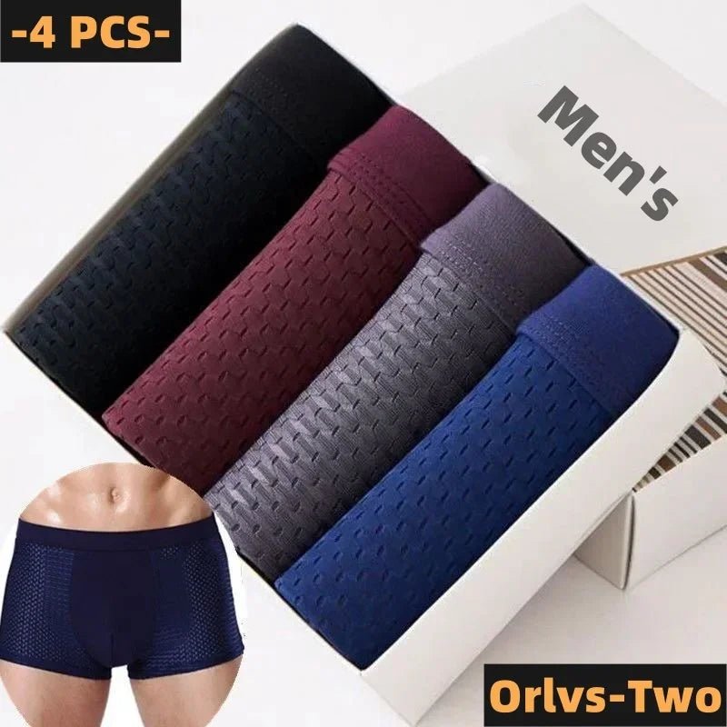 BOC-WEAR Men's Ice Silk Boxers - 4-Pack Seamless Summer Underwear - BOC-WEAR