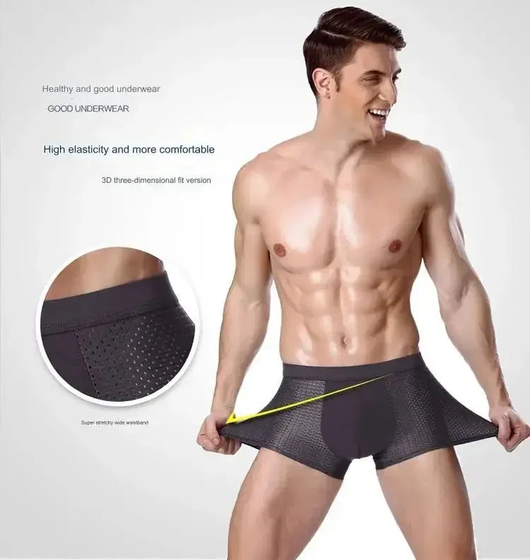 BOC-WEAR Men's Ice Silk Boxers - 4-Pack Seamless Summer Underwear - BOC-WEAR