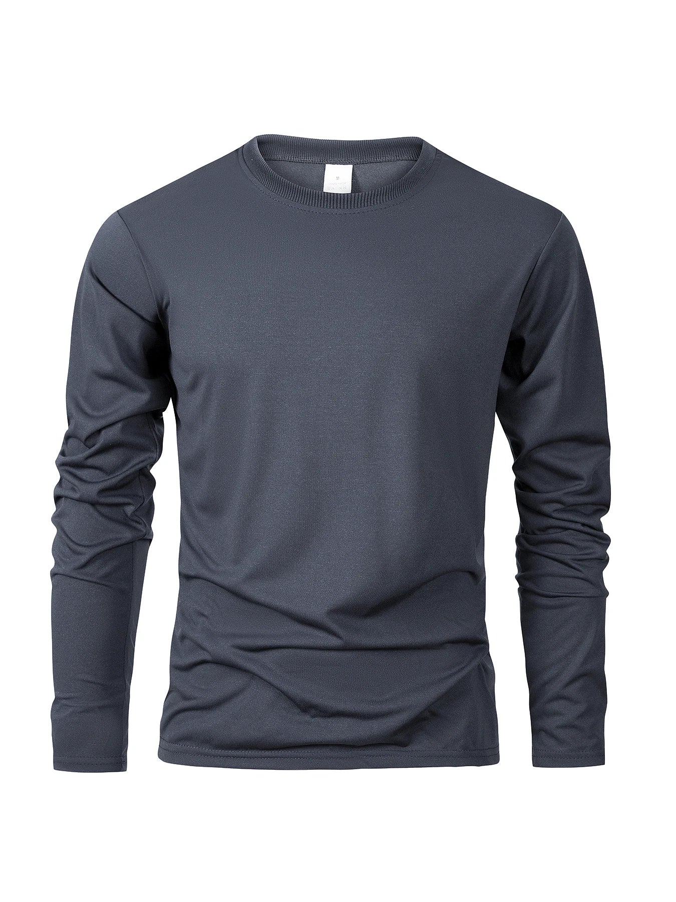 Men‘s Solid Color Long Sleeve T-shirt Fashion Cotton Men's T Shirts Simple Casual O-neck Unisex Tops Fitness Run Sports Pullover - BOC-WEAR