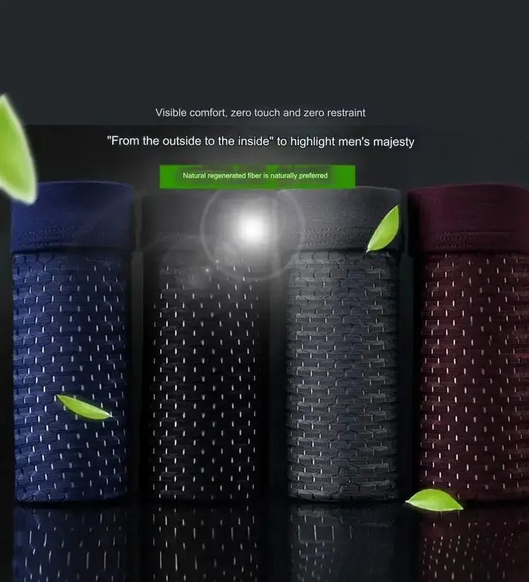 BOC-WEAR Men's Ice Silk Boxers - 4-Pack Seamless Summer Underwear - BOC-WEAR