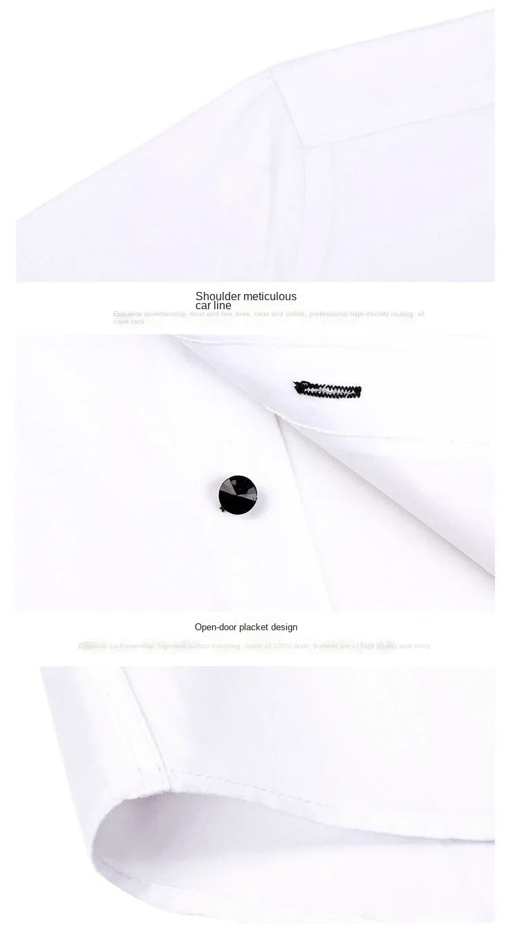 Premium Quality White Shirts for Men - Non-iron Wrinkle Resistant Dress Shirt Long Sleeve New Solid Male Clothing Black Navy - BOC-WEAR