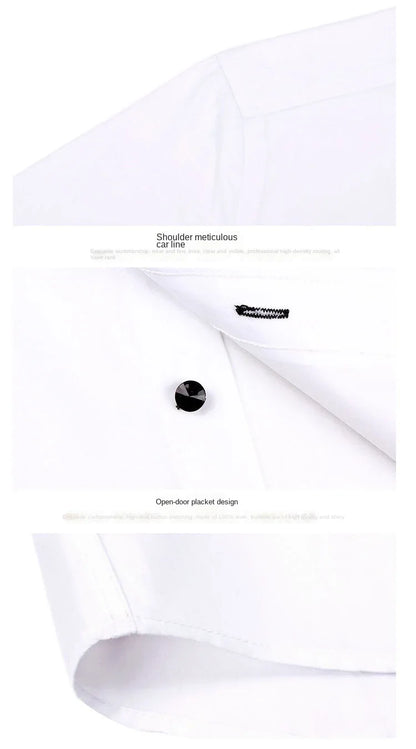 Premium Quality White Shirts for Men - Non-iron Wrinkle Resistant Dress Shirt Long Sleeve New Solid Male Clothing Black Navy - BOC-WEAR