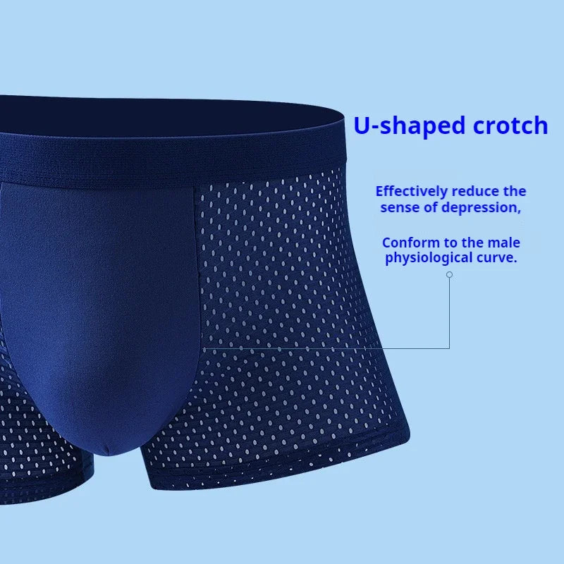 BOC-WEAR Men's Ice Silk Boxers - 4-Pack Mesh Breathable Underwear - BOC-WEAR