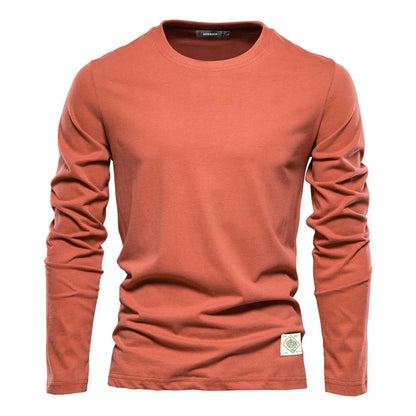 Premium 100% Cotton Long Sleeve T-Shirt for Men - Classic Solid Colors - BOC-WEAR