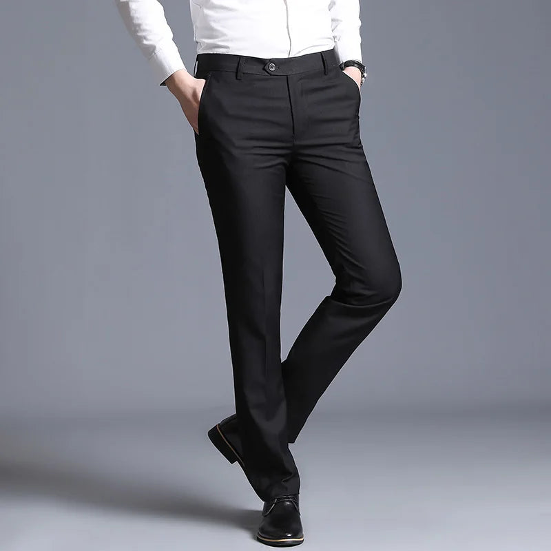 Autumn New Solid Business Casual Suit Pants, Men Clothing Simple All Match Formal Wear Office Trousers, Straight Men Pants 29-38