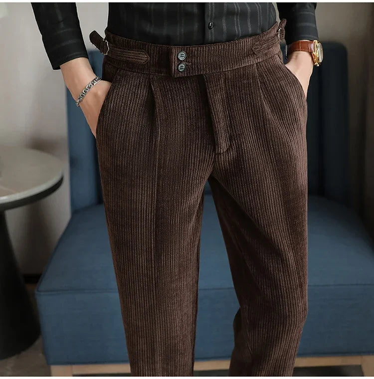 2024 New Light Luxury Chenille Neapolitan High Waist  Casual Pants for Men , Premium Feeling Slim Fit  Mens Dress Pants,pantalon