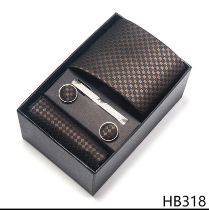 Luxury Brand 8 cm Tie Handkerchief Cufflink Clip Set For Men Wedding Gravata Suit Accessories Holiday Gift Box - BOC-WEAR
