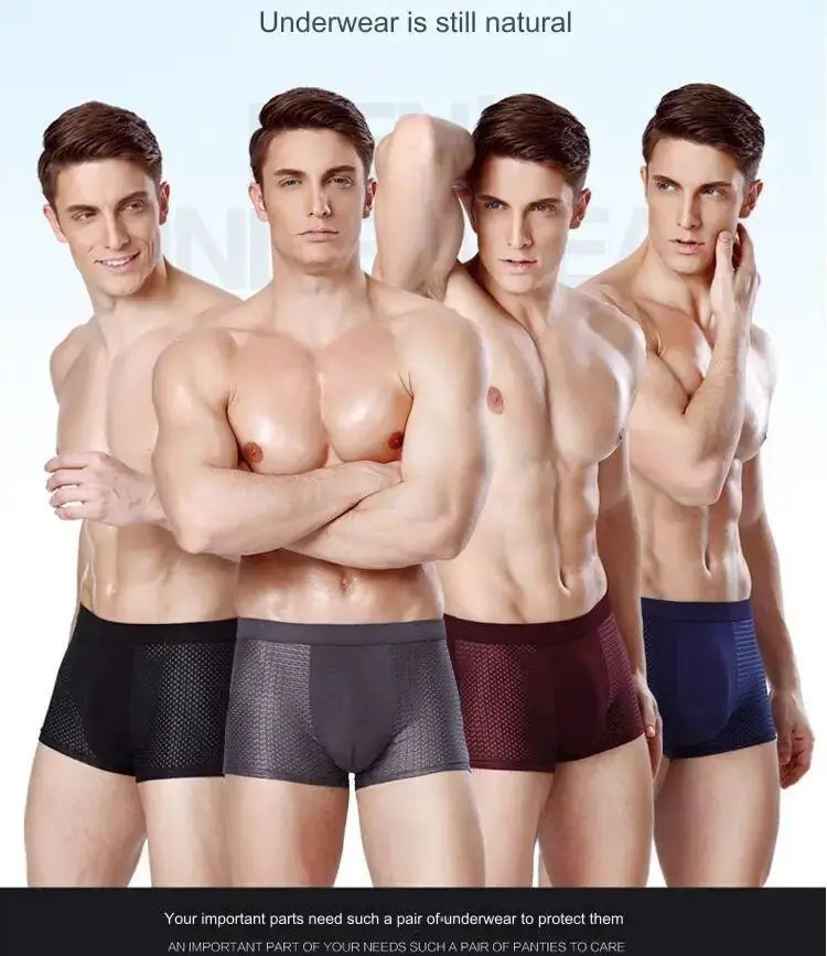 BOC-WEAR Men's Ice Silk Boxers - 4-Pack Seamless Summer Underwear - BOC-WEAR