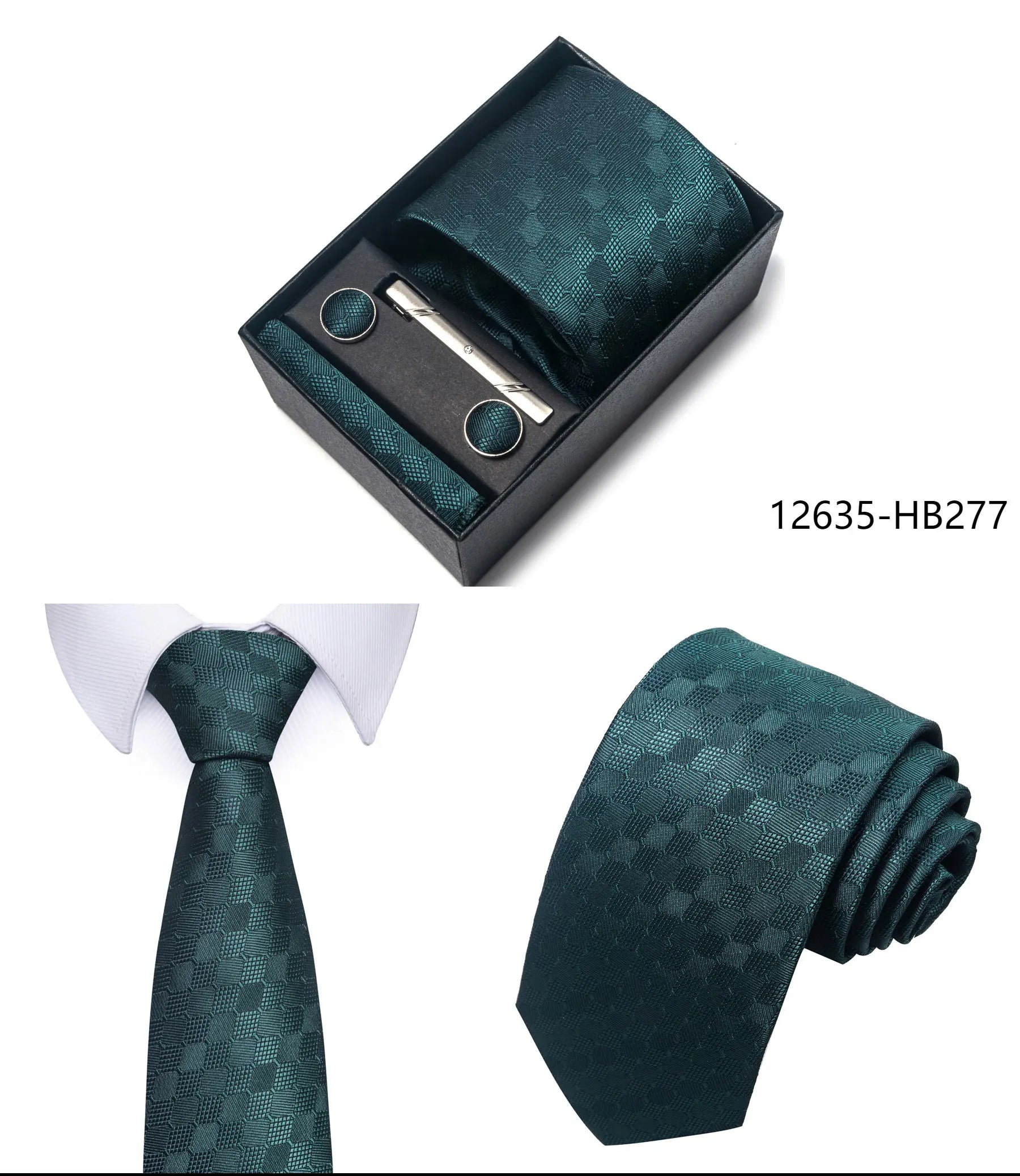 Luxury Brand 8 cm Tie Handkerchief Cufflink Clip Set For Men Wedding Gravata Suit Accessories Holiday Gift Box - BOC-WEAR