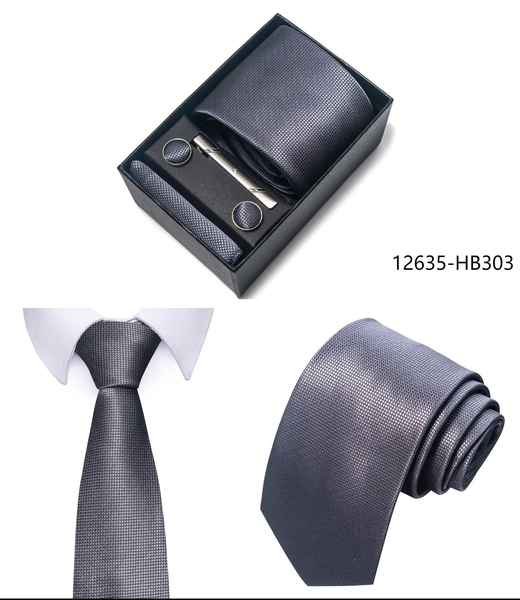 Luxury Brand 8 cm Tie Handkerchief Cufflink Clip Set For Men Wedding Gravata Suit Accessories Holiday Gift Box - BOC-WEAR