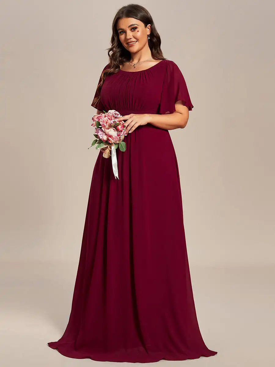 Plus Size Pleated Chiffon Bridesmaid Dress