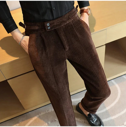2024 New Light Luxury Chenille Neapolitan High Waist  Casual Pants for Men , Premium Feeling Slim Fit  Mens Dress Pants,pantalon