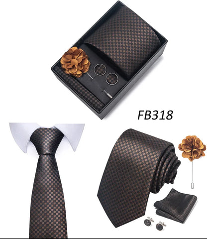 New Designer Blue Red Green Paisley Ties For Men Wedding Party Neck Tie Luxury Tie Pocket Square Cufllink Brooch Set - BOC-WEAR