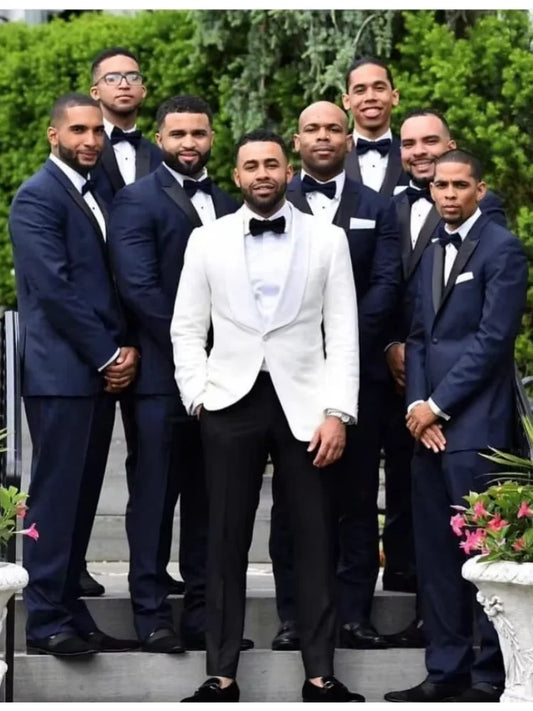 White Wedding Tuxedos Groom Suit Wedding Suits For Men  Wedding Groom Suit For Men ( Jacket +Pants+Bow ) Business plus size - BOC-WEAR